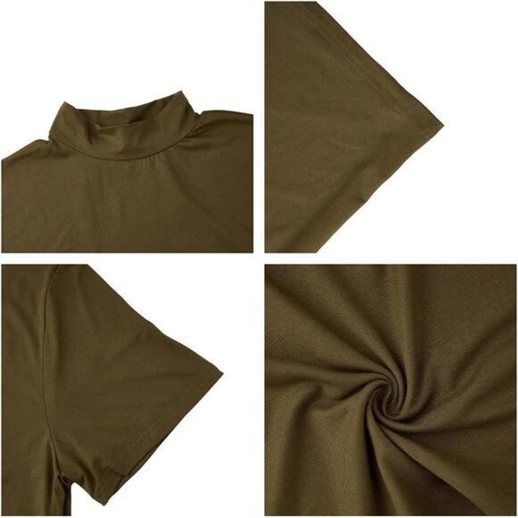 Men's Fashion Mock Turtleneck T-Shirts Long Sleeve Pullover Sweater Basic - Picture 5 of 5